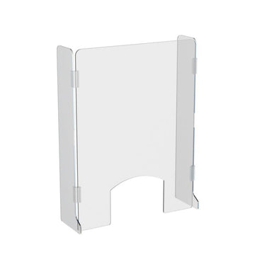 23.5" x 31.5" Hinged Countertop Sneeze Guard, Protective Cashier Safety Shield, with Side Walls - Braeside Displays